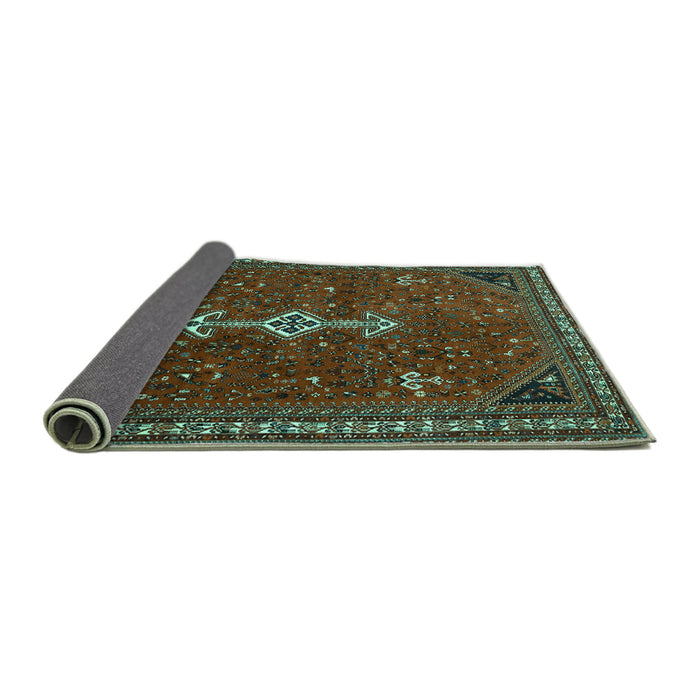 Sideview of Persian Turquoise Traditional Rug, tr3509turq