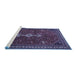 Sideview of Machine Washable Persian Blue Traditional Rug, wshtr3509blu