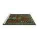 Sideview of Machine Washable Persian Turquoise Traditional Area Rugs, wshtr3509turq