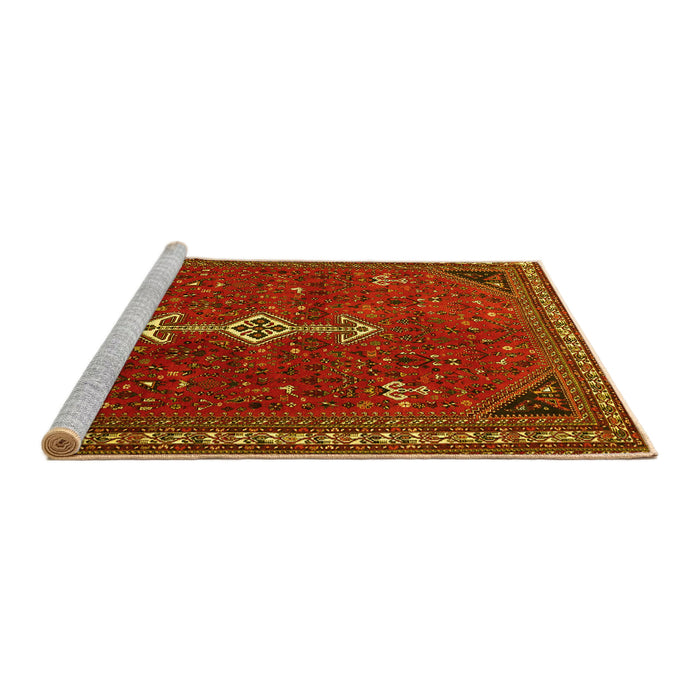 Sideview of Machine Washable Persian Yellow Traditional Rug, wshtr3509yw
