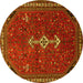 Round Persian Yellow Traditional Rug, tr3509yw