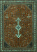 Machine Washable Persian Turquoise Traditional Area Rugs, wshtr3509turq