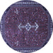 Round Persian Blue Traditional Rug, tr3509blu