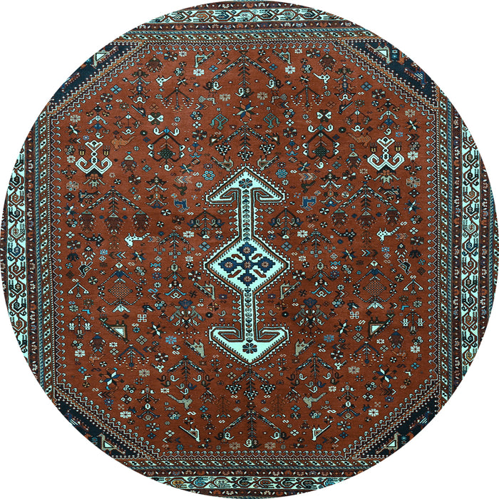 Round Machine Washable Persian Light Blue Traditional Rug, wshtr3509lblu