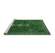 Sideview of Machine Washable Persian Emerald Green Traditional Area Rugs, wshtr3509emgrn