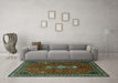 Machine Washable Persian Turquoise Traditional Area Rugs in a Living Room,, wshtr3509turq