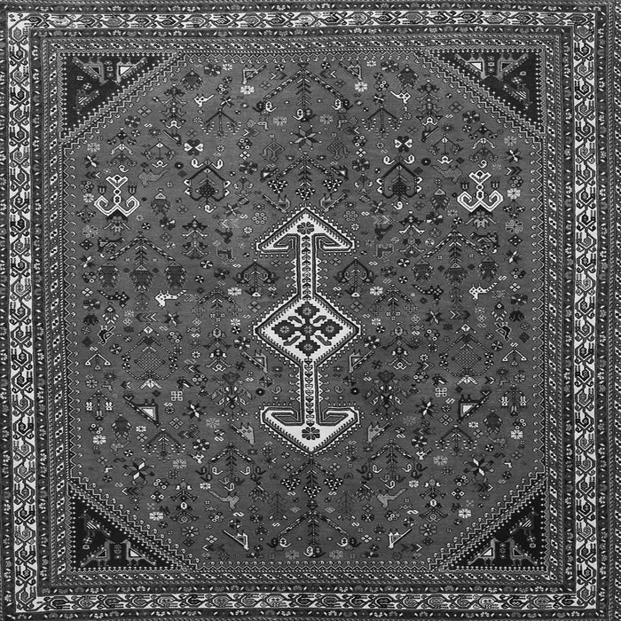 Round Machine Washable Persian Gray Traditional Rug, wshtr3509gry