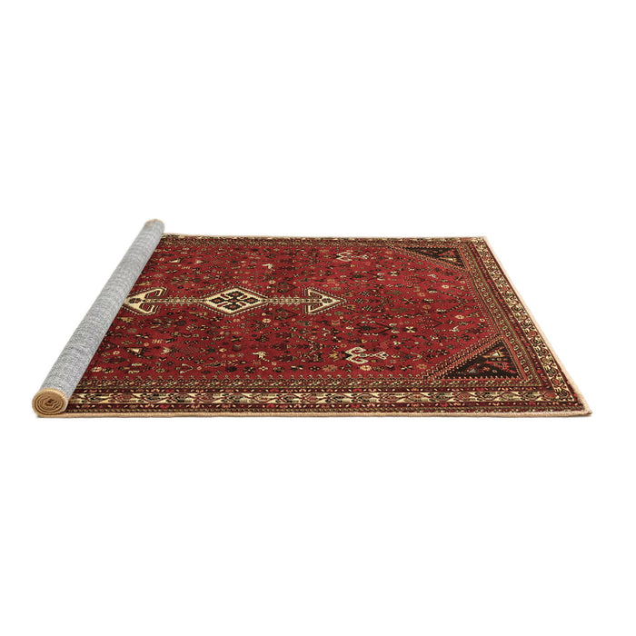 Sideview of Machine Washable Persian Brown Traditional Rug, wshtr3509brn