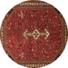 Round Persian Brown Traditional Rug, tr3509brn