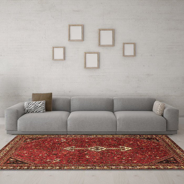 Machine Washable Persian Brown Traditional Rug in a Living Room,, wshtr3509brn