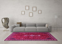 Machine Washable Persian Pink Traditional Rug, wshtr3509pnk