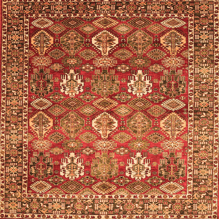 Round Machine Washable Persian Orange Traditional Area Rugs, wshtr350org