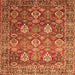 Round Machine Washable Persian Orange Traditional Area Rugs, wshtr350org