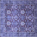 Square Machine Washable Persian Blue Traditional Rug, wshtr350blu