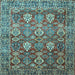 Square Machine Washable Persian Light Blue Traditional Rug, wshtr350lblu