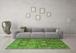 Machine Washable Persian Green Traditional Area Rugs in a Living Room,, wshtr350grn