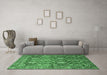 Machine Washable Persian Emerald Green Traditional Area Rugs in a Living Room,, wshtr350emgrn