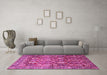 Machine Washable Persian Pink Traditional Rug in a Living Room, wshtr350pnk