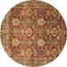 Round Machine Washable Persian Brown Traditional Rug, wshtr350brn