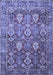 Machine Washable Persian Blue Traditional Rug, wshtr350blu