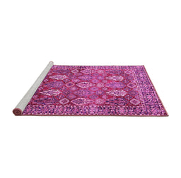 Sideview of Machine Washable Persian Pink Traditional Rug, wshtr350pnk