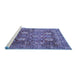 Sideview of Machine Washable Persian Blue Traditional Rug, wshtr350blu