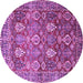 Round Machine Washable Persian Purple Traditional Area Rugs, wshtr350pur