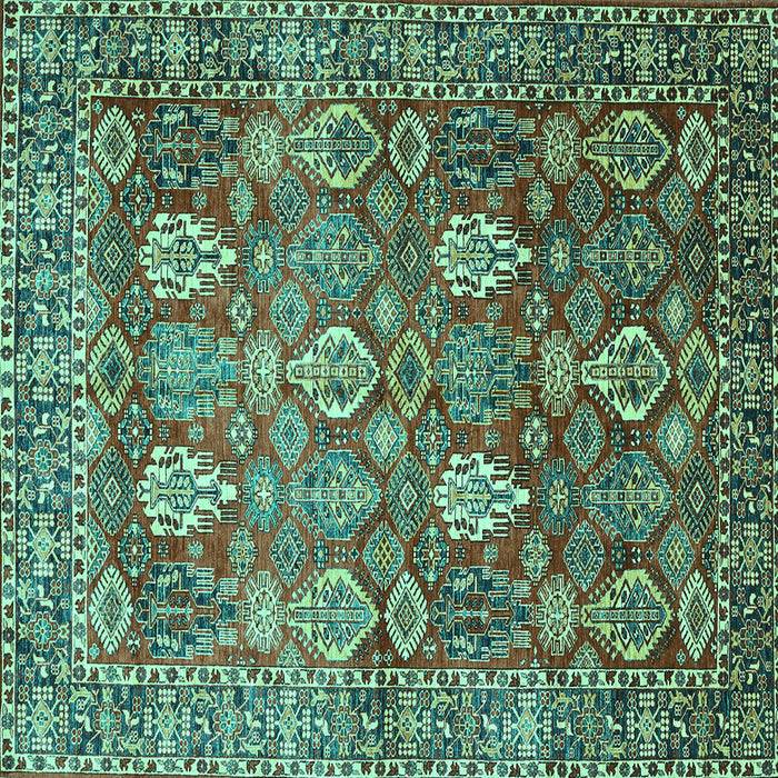 Square Machine Washable Persian Turquoise Traditional Area Rugs, wshtr350turq