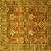 Square Machine Washable Persian Yellow Traditional Rug, wshtr350yw