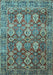 Machine Washable Persian Light Blue Traditional Rug, wshtr350lblu