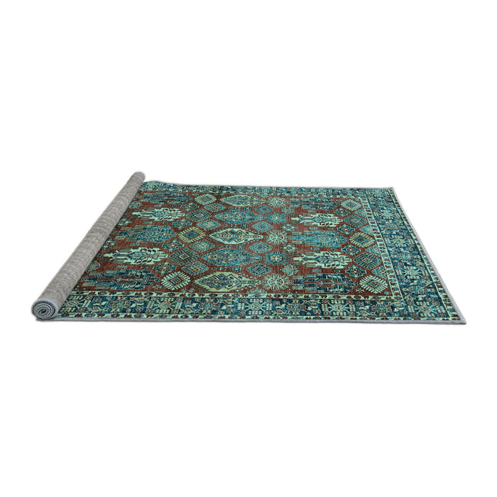 Sideview of Machine Washable Persian Light Blue Traditional Rug, wshtr350lblu