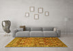 Machine Washable Persian Yellow Traditional Rug in a Living Room, wshtr350yw