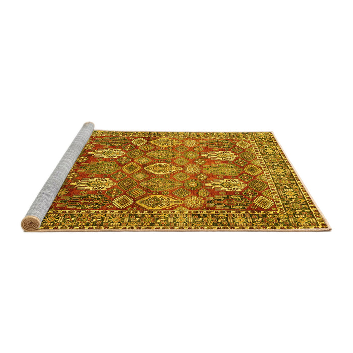 Sideview of Machine Washable Persian Yellow Traditional Rug, wshtr350yw