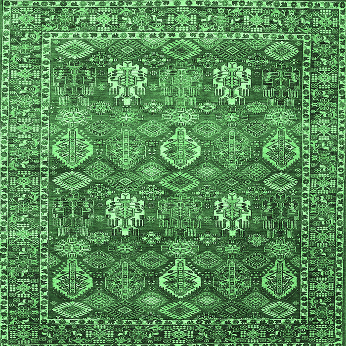 Square Persian Emerald Green Traditional Rug, tr350emgrn