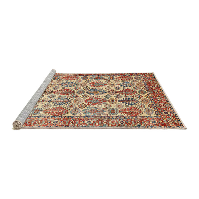 Sideview of Machine Washable Traditional Chestnut Red Rug, wshtr351