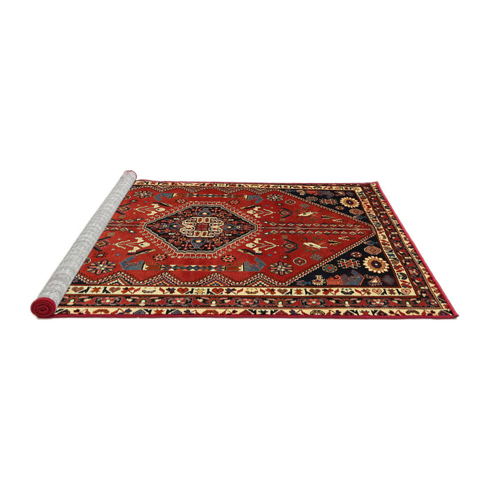 Sideview of Machine Washable Traditional Tomato Red Rug, wshtr3510