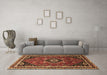 Machine Washable Medallion Brown Traditional Rug in a Living Room,, wshtr3510brn