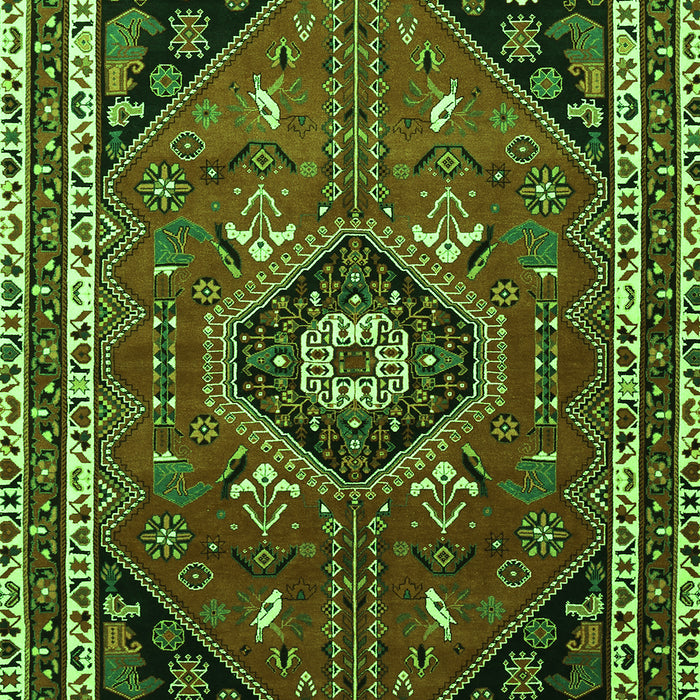 Serging Thickness of Machine Washable Medallion Green Traditional Area Rugs, wshtr3510grn