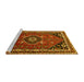 Sideview of Machine Washable Medallion Yellow Traditional Rug, wshtr3510yw