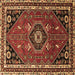 Square Medallion Brown Traditional Rug, tr3510brn