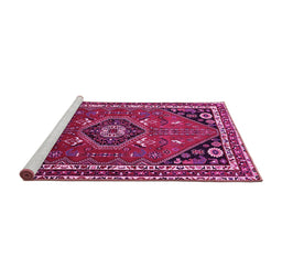 Sideview of Machine Washable Medallion Pink Traditional Rug, wshtr3510pnk