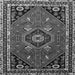 Round Machine Washable Medallion Gray Traditional Rug, wshtr3510gry