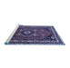 Sideview of Machine Washable Medallion Blue Traditional Rug, wshtr3510blu