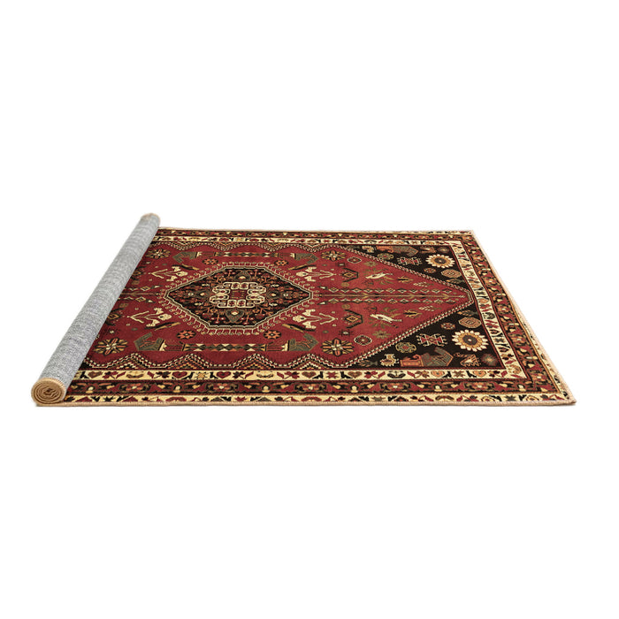 Sideview of Machine Washable Medallion Brown Traditional Rug, wshtr3510brn