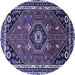 Round Medallion Blue Traditional Rug, tr3510blu