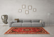 Machine Washable Medallion Orange Traditional Area Rugs in a Living Room, wshtr3510org