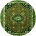 Square Medallion Green Traditional Rug, tr3510grn