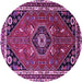 Round Medallion Purple Traditional Rug, tr3510pur