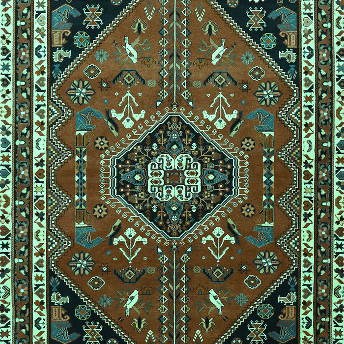 Machine Washable Medallion Turquoise Traditional Area Rugs, wshtr3510turq