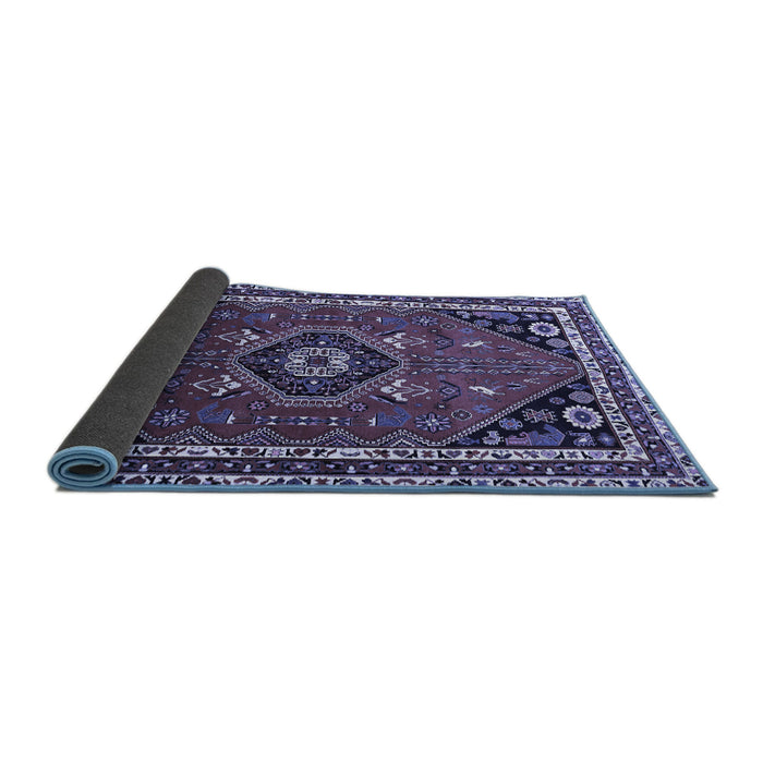 Sideview of Medallion Blue Traditional Rug, tr3510blu